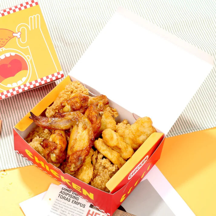 Flip Cover Chicken Meal Box with Printing
