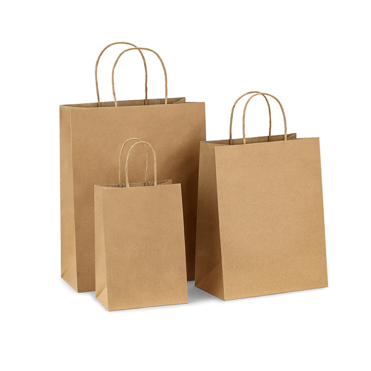 Brown Twisted Handle Paper Bag 21*14*27cm 100pcs