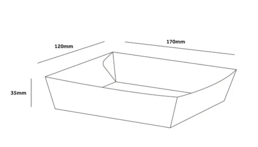 Custom Print Recyclable Kraft Paper Food Tray - Small (Glued)