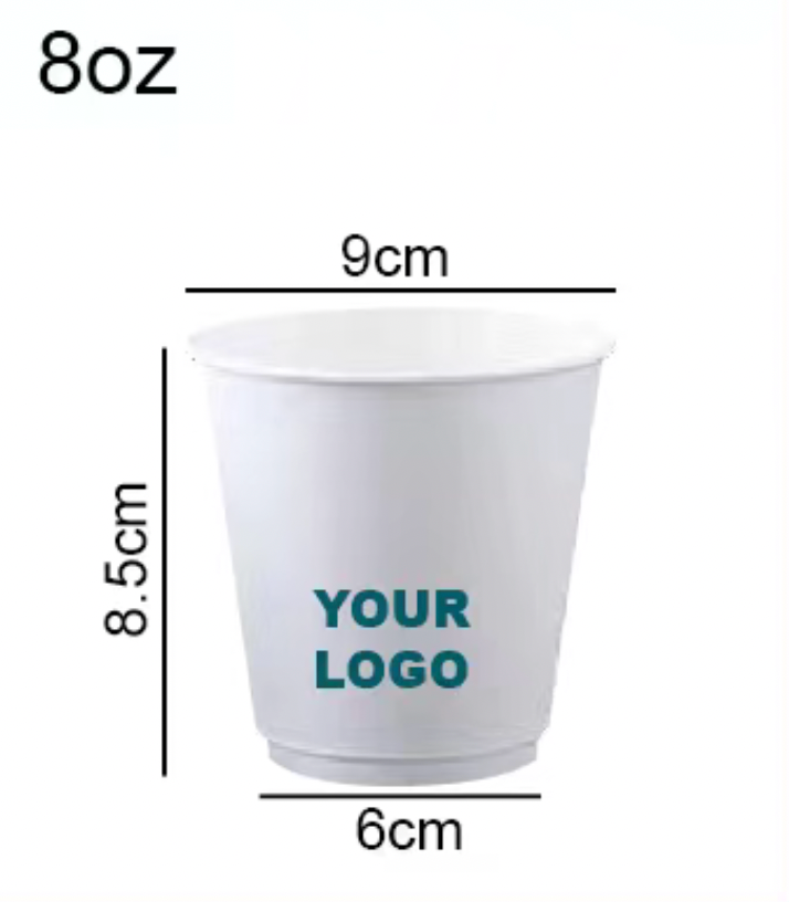 Personalised Paper Cups Double Wall 8oz - Perfect for All To-Go Drinks!
