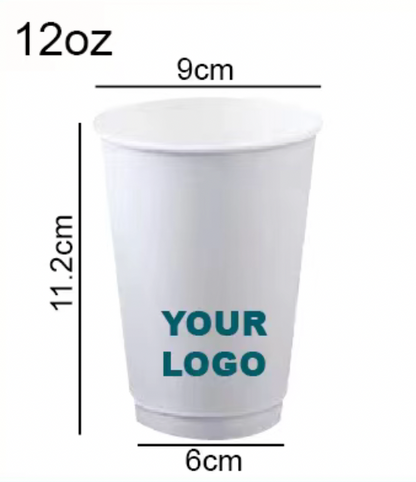 Personalised Paper Cups Double Wall 12oz - Perfect for All To-Go Drinks!