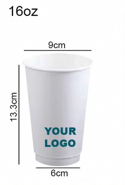 Personalised Paper Cups Double Wall 16oz - Perfect for All To-Go Drinks!